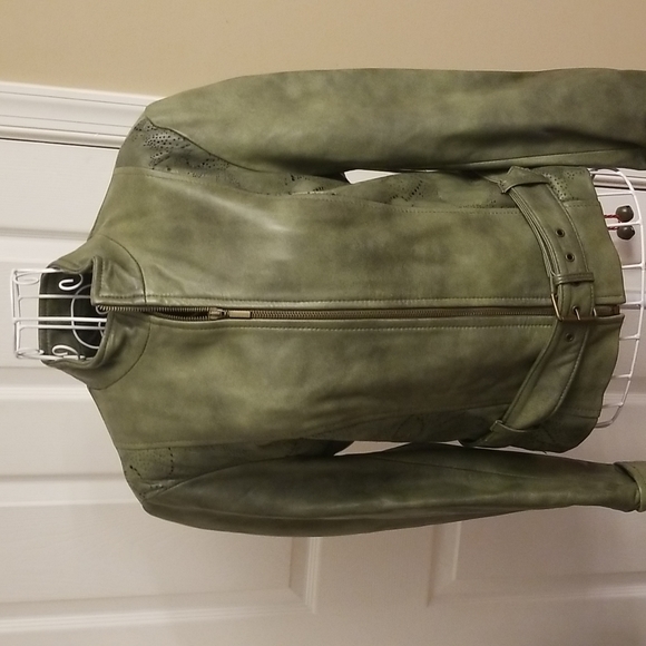 PELLE quality leather green jacket - Picture 3 of 16